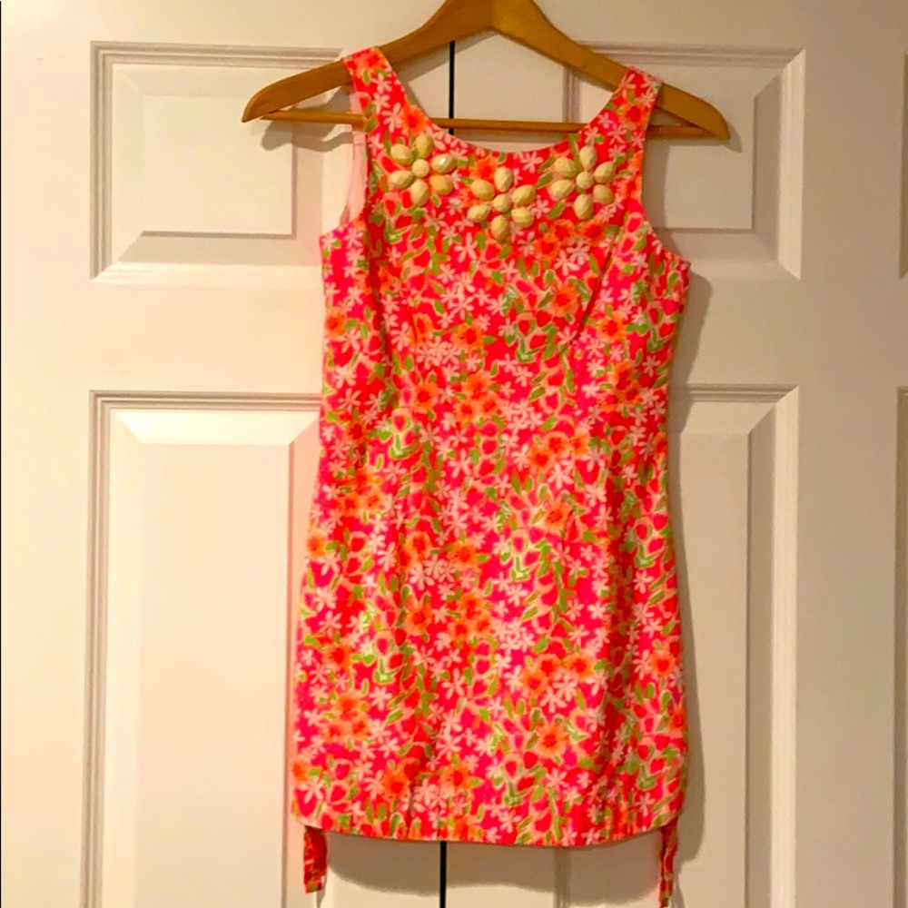 Lilly Pulitzer pink and green beaded dress